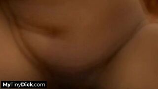 Ebony with saggy tits is sucking and riding his small cock - porn video